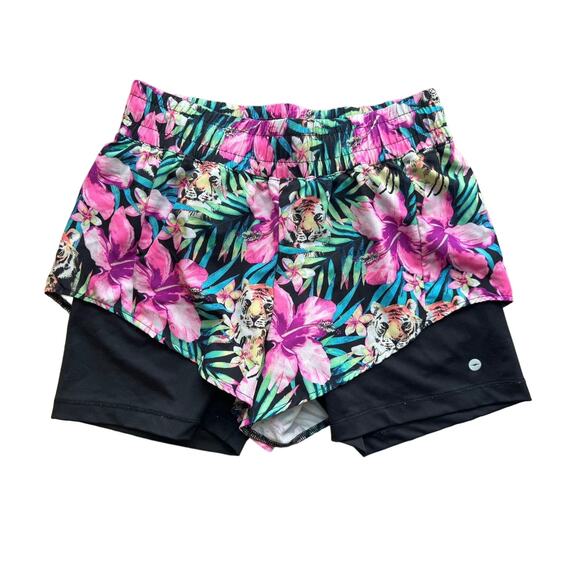 AVÍA Juniors XL Legging Shorts Animal Print Floral Activewear Tiger Jungle - Picture 1 of 3